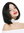 Short Lady Wig concave Bob Longbob choppy cut middle-parting black