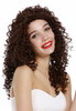 Lady Wig long very curly voluminous curls curled dark auburn blond highlights