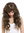 Lady wig very long voluminous curled curls dark brown streaked blond highlights tips