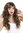 Lady wig very long voluminous curled curls dark brown streaked blond highlights tips
