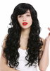 Lady wig very long voluminous curled curls black