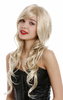 Lady wig very long slightly wavy voluminous goldblond and platinum highlights tips