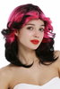 Lady Quality Wig 70s 80s extravagant retro style Soap Opera Disco Queen wavy teased black and pink