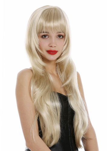 Lady wig very long layered sleek straight fringe goldblond