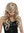 Long lady wig wavy to curled wet look beach style blond with platinum