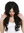 Long lady wig wavy to curled wet look beach style salt and sea effect black