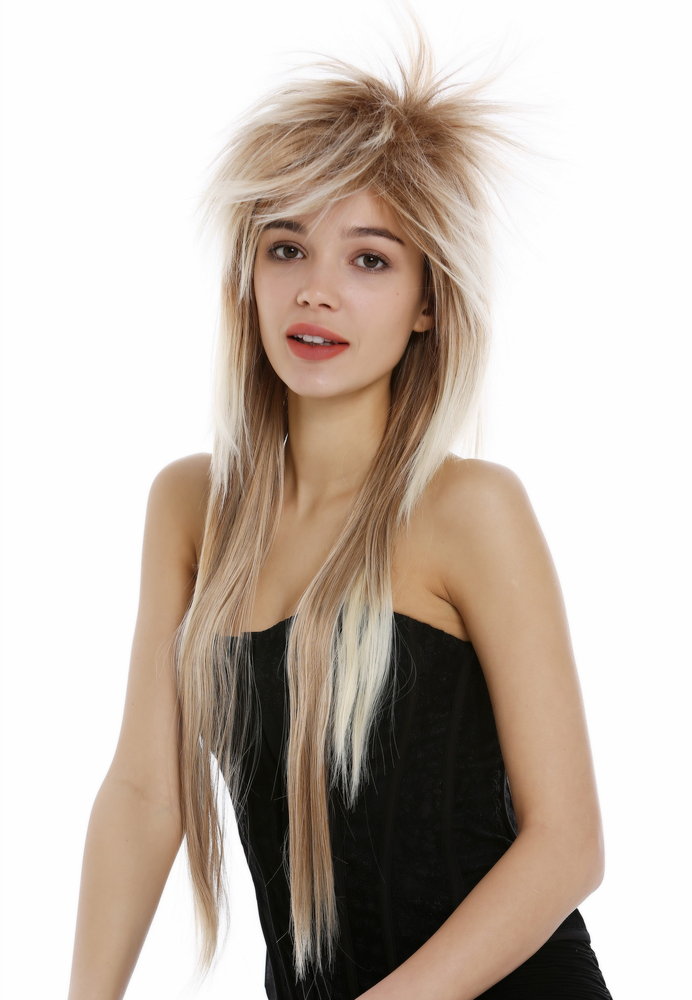 WIG ME UP - 9666-27T613 Quality wig ladies men long wild punky 70s 80s glam  rock style teased hair mixed blond