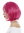 Short lady quality wig bob style sleek concave curvy tips parting dark pink Cosplay