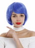 Short lady quality wig bob style sleek but voluminous parting light blue Cosplay
