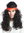CW-027-P4 Halloween Carnival wig and headband set long voluminous brown curled Hippie 70s retro