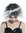 210152-P103-615 Ladie's Wig Carnival 80s retro Bride bow loop curly curled ombre black blond