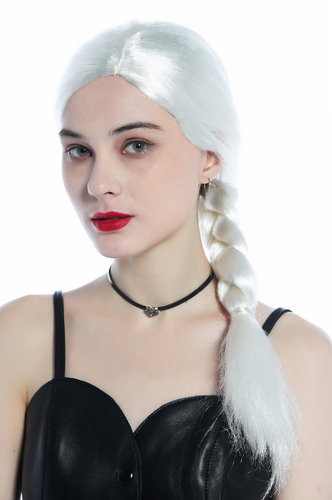 91800-ZA68 Women's Wig Carnival smooth straight middle parting white braid thick braid plait