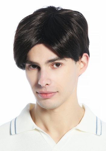 M230-6 Wig Man's Men short straight parting parted brown