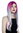 ZM-1031-R20140 Ladies' wig long sleek smooth middle-parting ombre balayage grey and pink hues