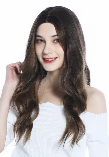 LC179-1-8AR6A Ladies' Wig long wavy middle-parting ombre brown to dark blond
