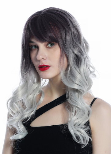 SZL0812B-T-008 Ladies' Wig long wavy slightly curled Ombre Purple to Platinum
