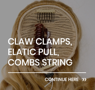 Ponytails with elastic pull string, 2 combs and claw clamp
