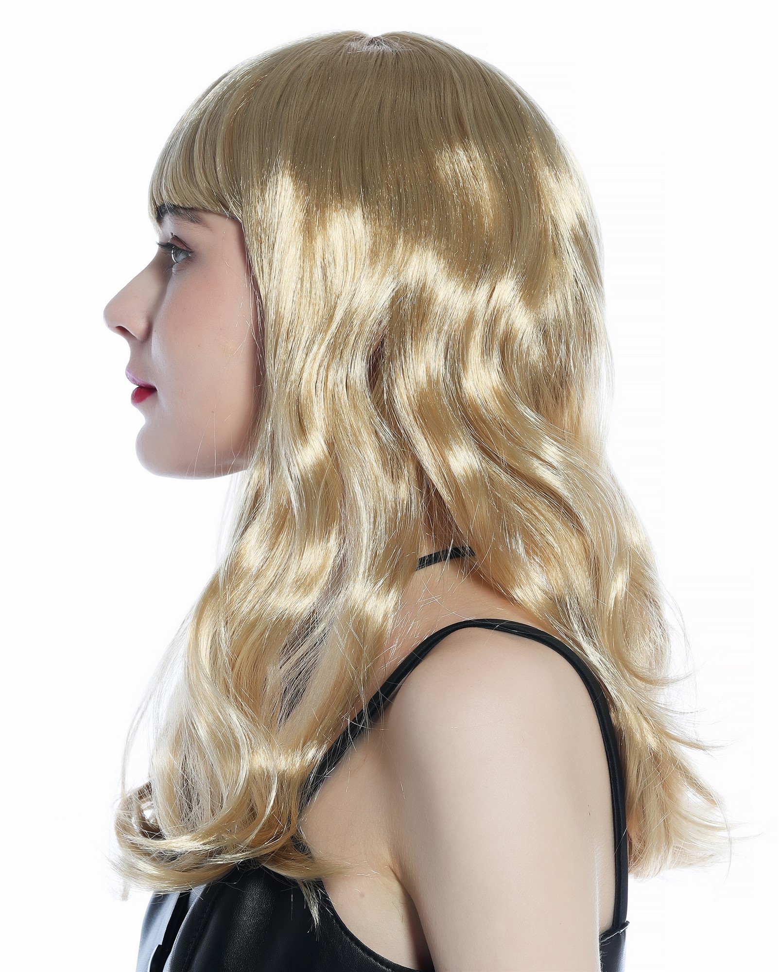 günstige Party Perücke, Perücke lang leicht gewellt Pony helles Blond Goldblond 210150-P424, Ansicht 4, WIG ME UP: Ihr Perücken Online Shop wellige Party Perücke Hellblond lange Haare für Damen