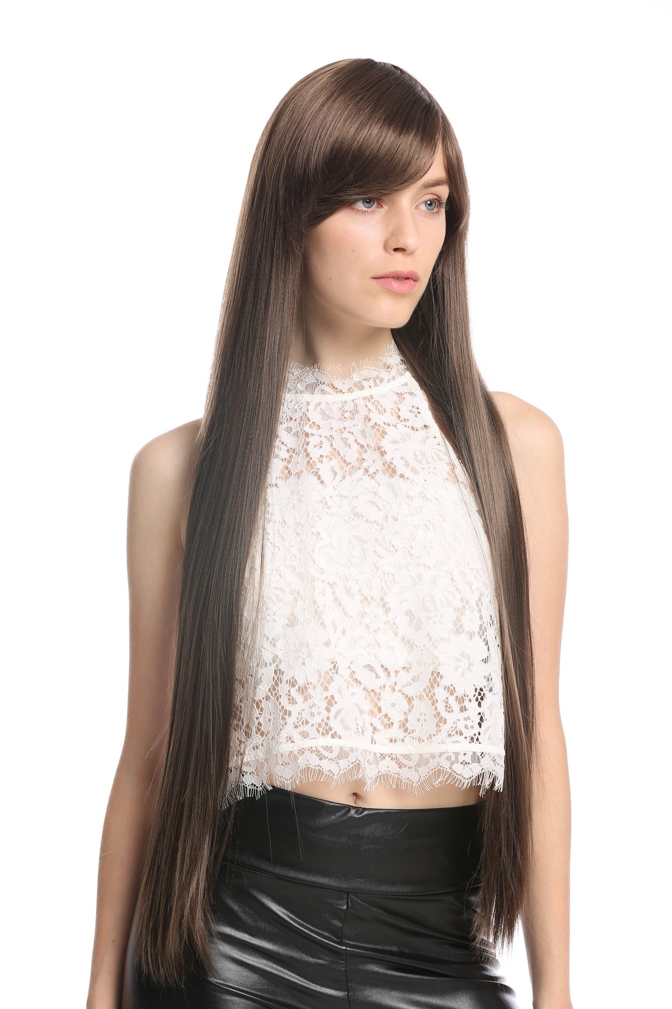 Women's wig very long sleek side parting mix of brown nuances VK-7, front view, WIG ME UP: Your Perücken Online Shop Quality Wigs, Ladies, brown mix, straight, very long