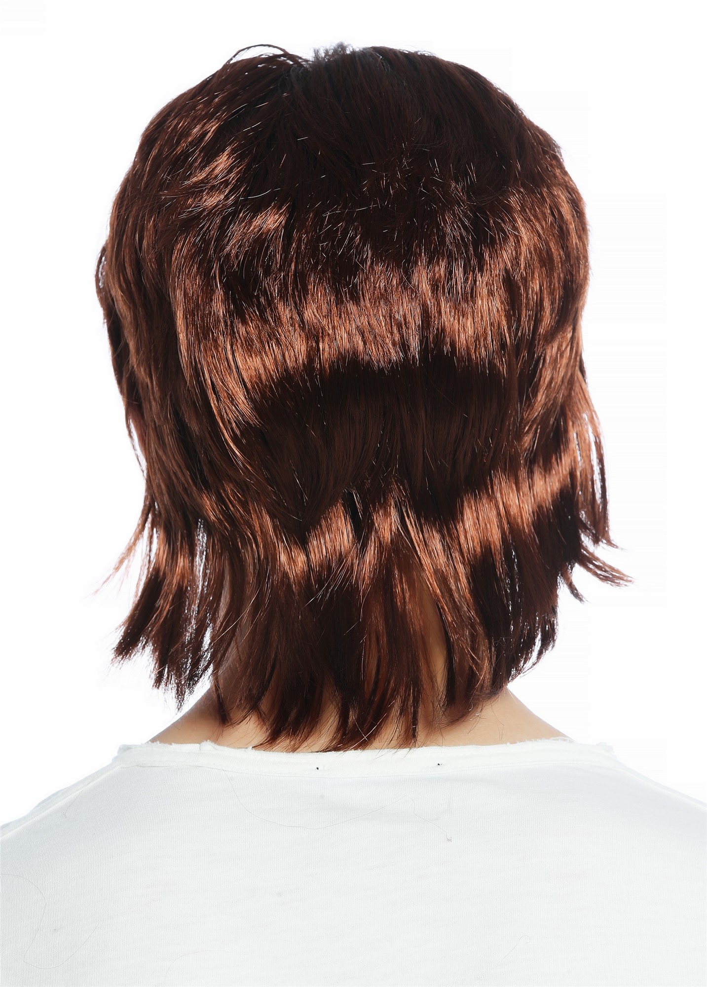 günstige Party Perücke, Perücke Herren 70er Jahre Proll Cop Vokuhila Schnauzbart braun CW-016-P33, Ansicht 5, WIG ME UP: Ihr Perücken Online Shop glatte Party Perücke Mahagoni kurze Haare für Herren