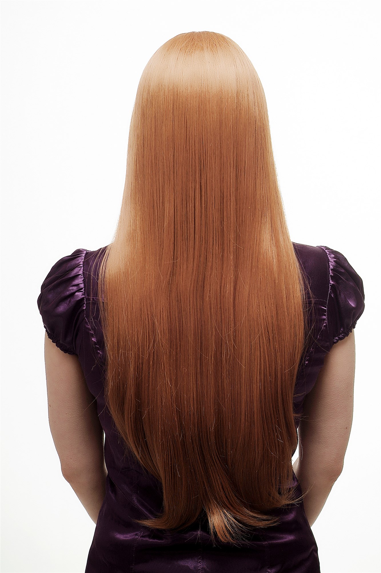 hochwertige Qualitätsperücken, Perücke Rotblond Glatt lang Mittelscheitel 3442-J22, Ansicht 4, WIG ME UP: Ihr Perücken Online Shop glatte Tressen-Perücke mit Kopfhaut-Imitat Rotblond lange Haare für Damen