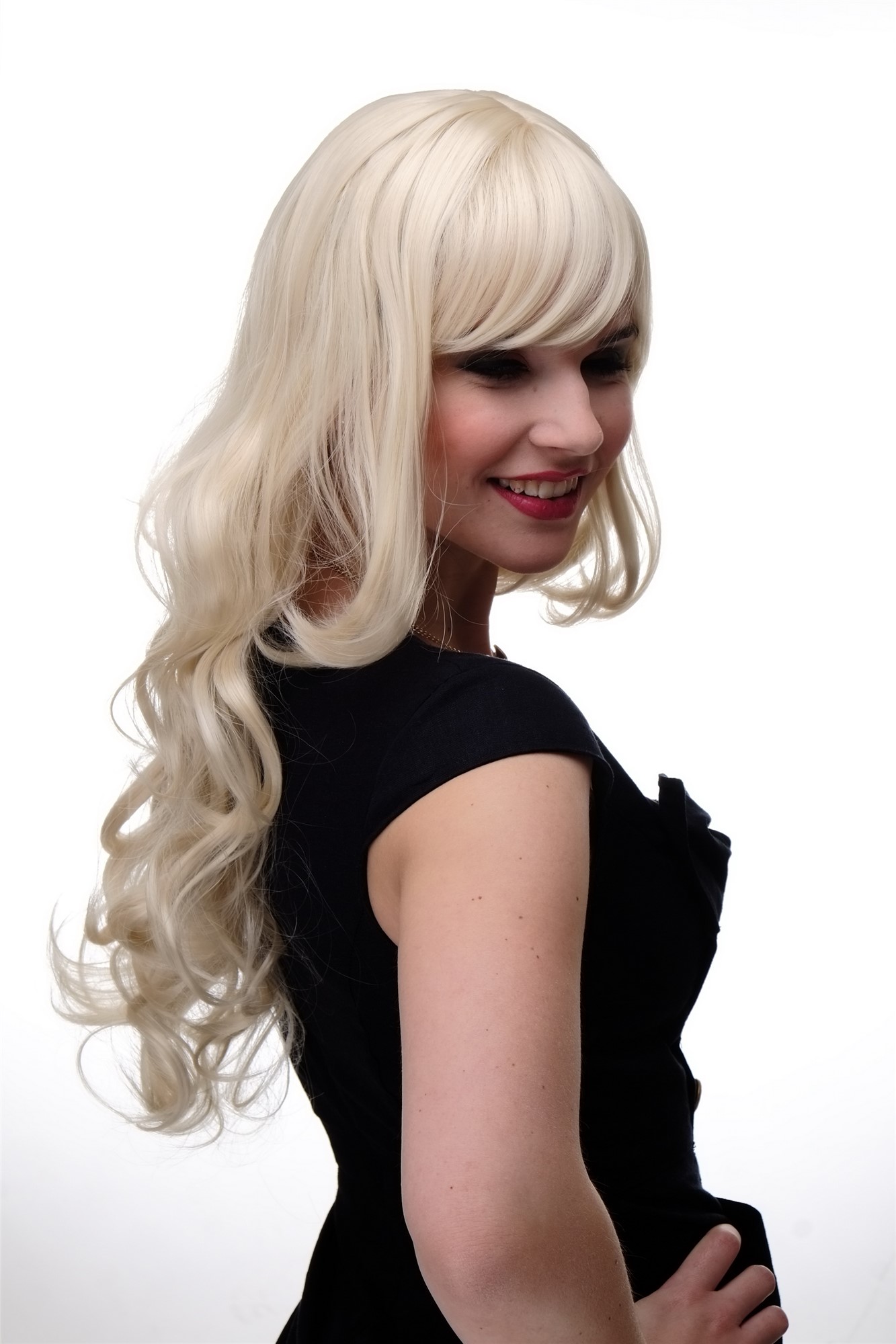 hochwertige Qualitätsperücken, Lange Damen Perücke mit großen kräftigen Locken Pony blond gesträhnt 285-303/220, Ansicht 3, WIG ME UP: Ihr Perücken Online Shop lockige Tressen-Perücke mit Kopfhaut-Imitat Blond-Mix lange Haare für Damen