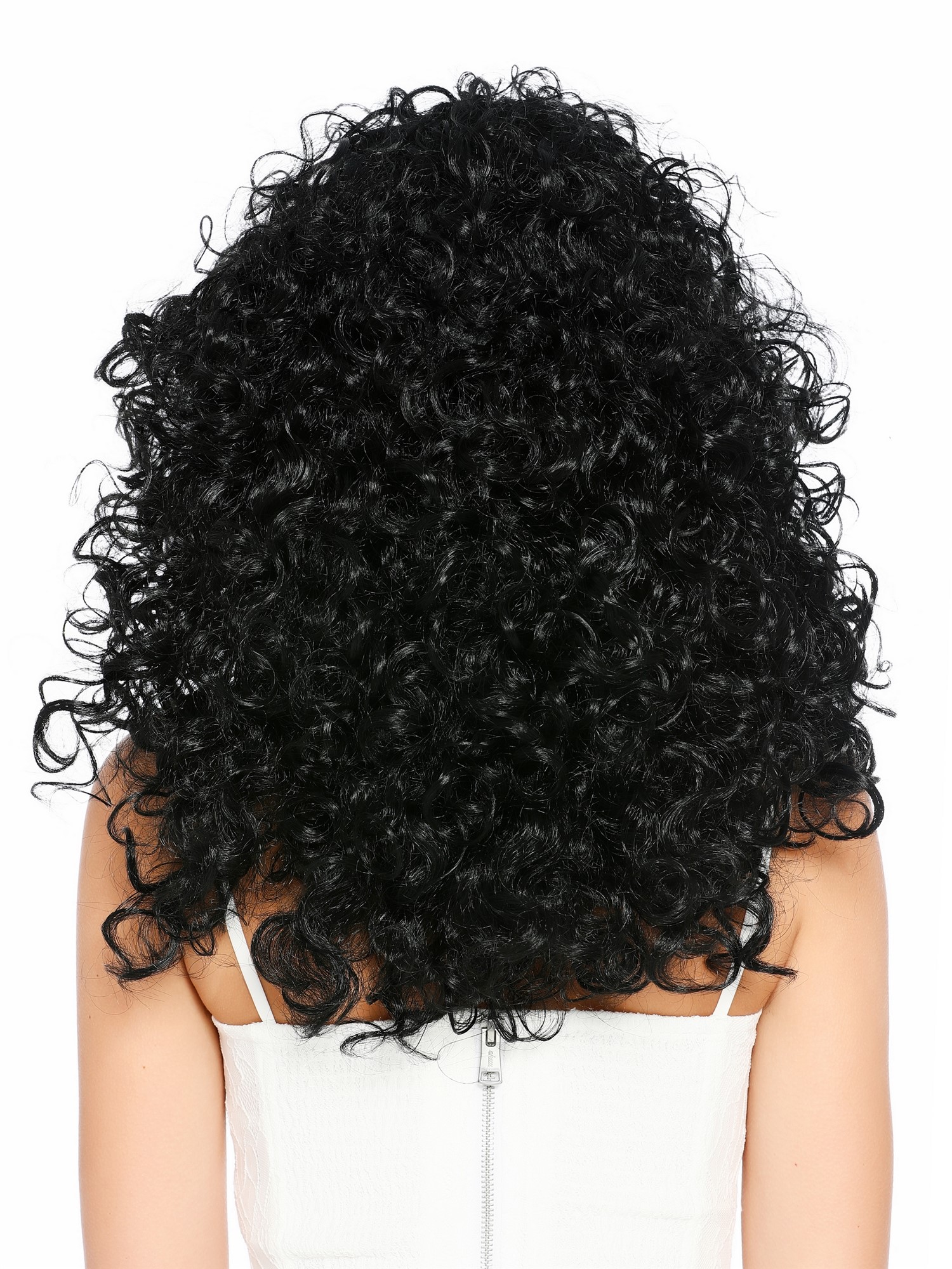 lockige Party-Perücke Tiefschwarz 55 cm lange Perücke für Damen