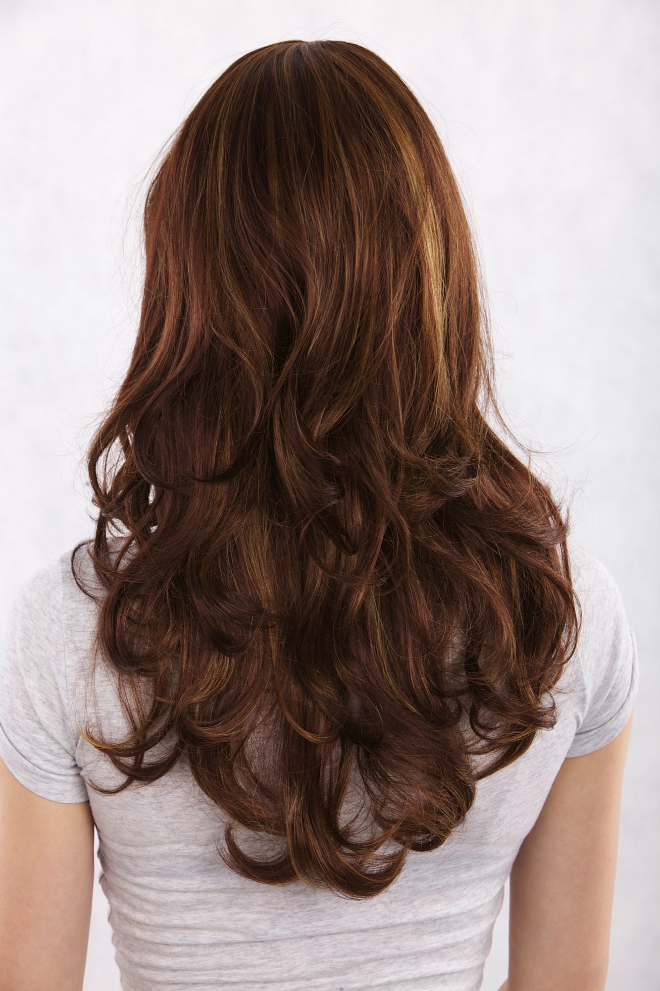 Lady women wig shoulder length mahogany blond highlights wavy curled 3243, view 4, WIG ME UP: Your Perücken Online Shop Quality Wigs, Ladies, Brown, wavy, long