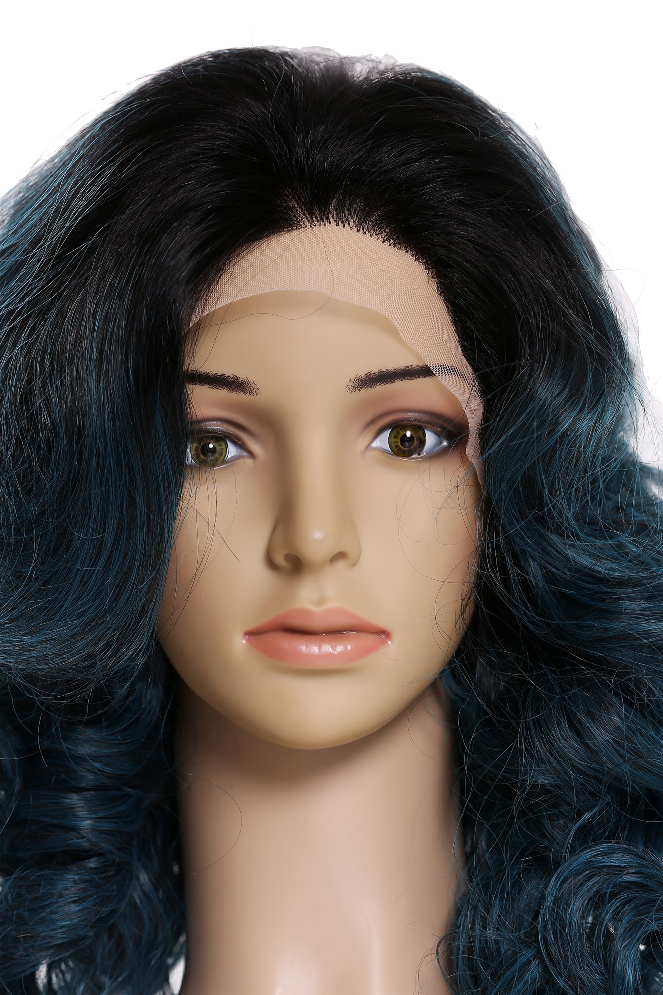 Quality Wigs, Ladies, velvet black-ultramarine blue mix, curled, long