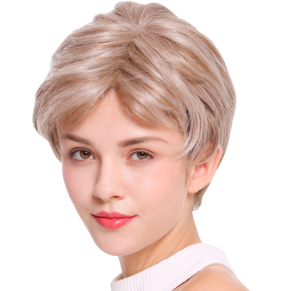 Kurzhaarige Damenperücke mit weißblonden und blonden Haaren