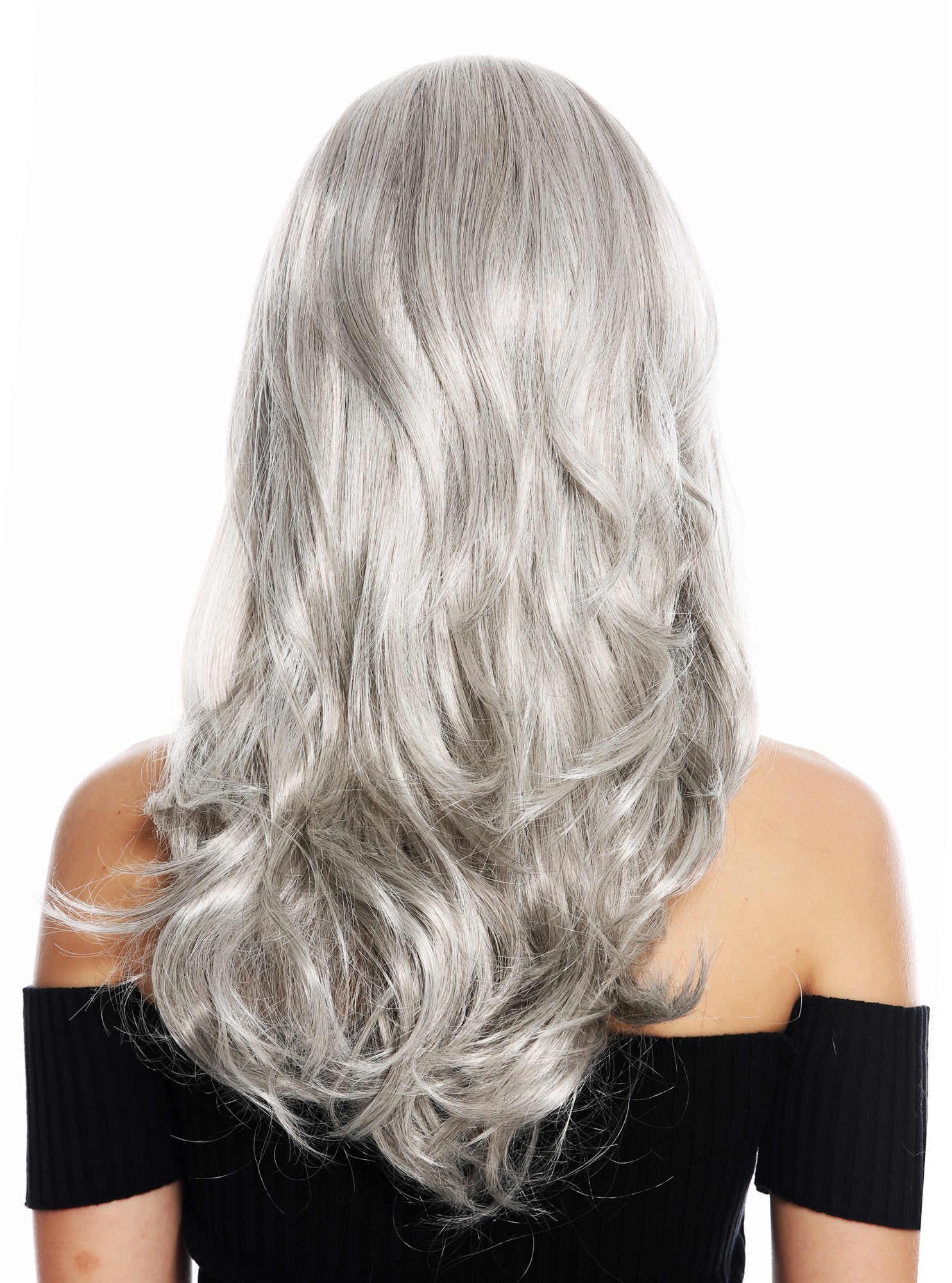 Women's wig lady long slightly waved wavy parted grey gray GFW2247, view 4, WIG ME UP: Your Perücken Online Shop Quality Wigs, Ladies, silver gray, wavy, long