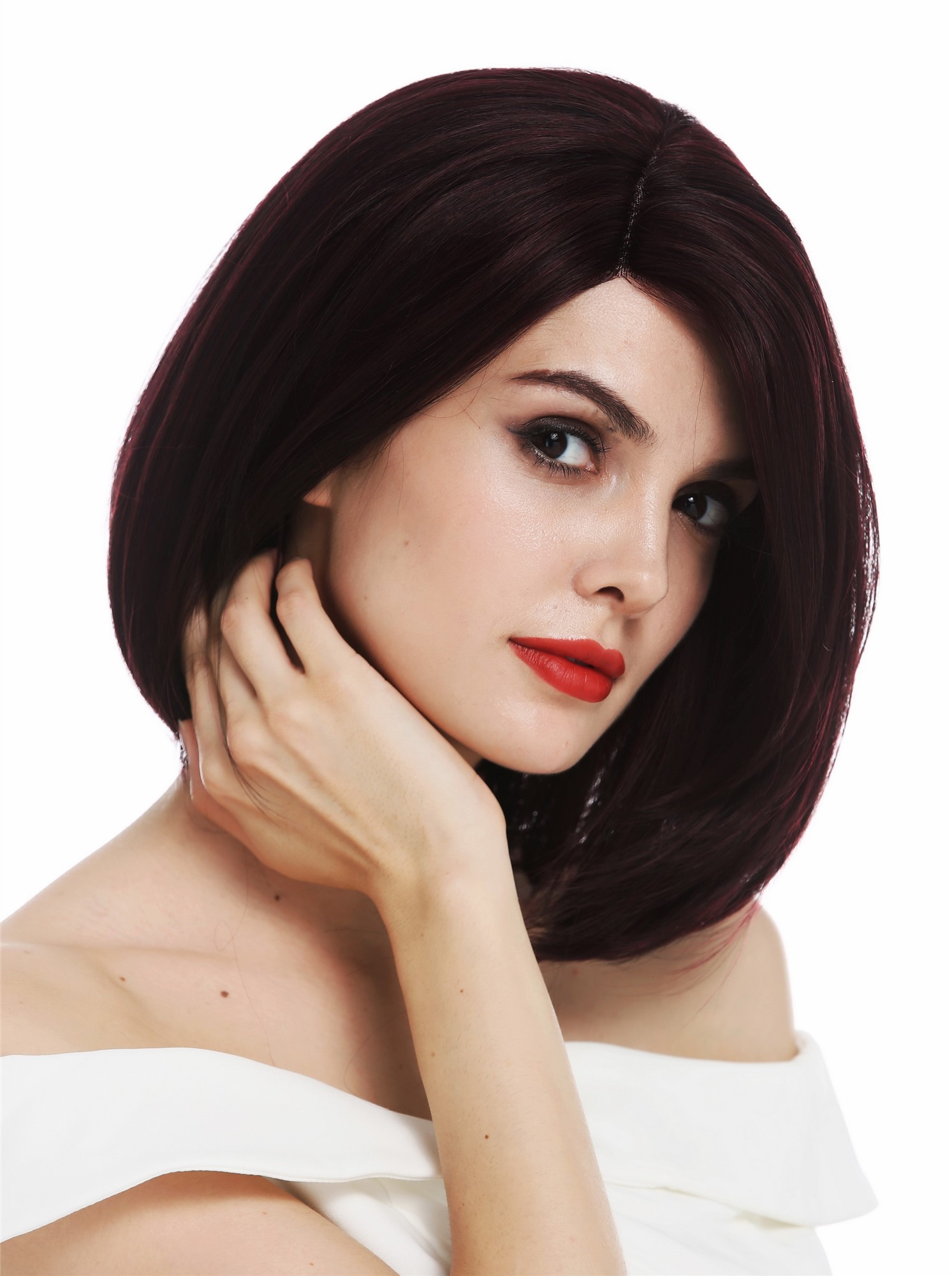 Quality Wigs, Ladies, eggplant red, straight, short