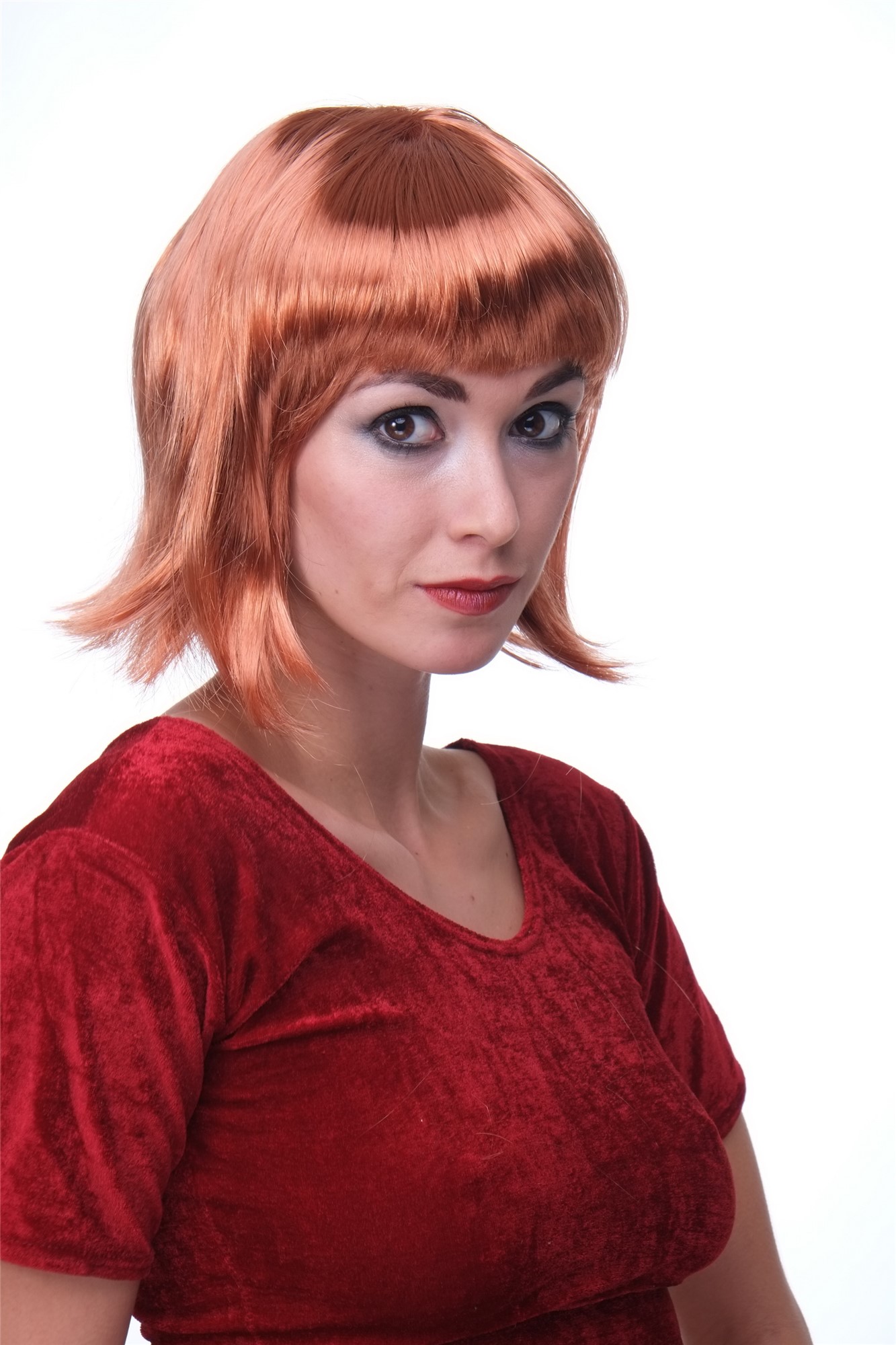 Party Halloween Disco lady women wig Bob fringe short sexy copper red  PW0114, view 2, WIG ME UP: Your Perücken Online Shop Party Wig, Ladies, medium copper red, straight, short