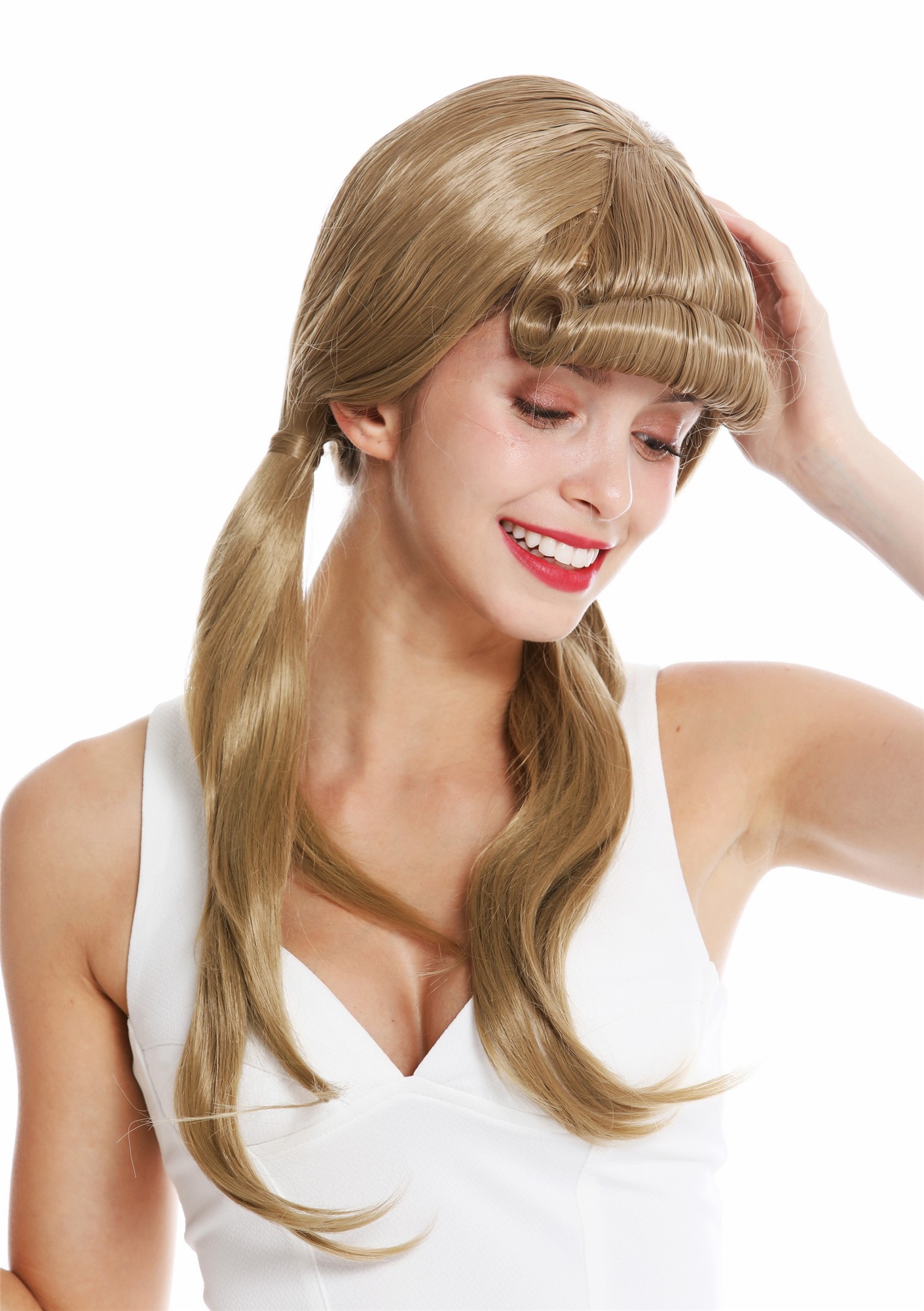Women's wig lady long sleek braids pompadour blonde golden blonde GFW3272, view 2, WIG ME UP: Your Perücken Online Shop Quality Wigs, Ladies, golden blonde, straight, long