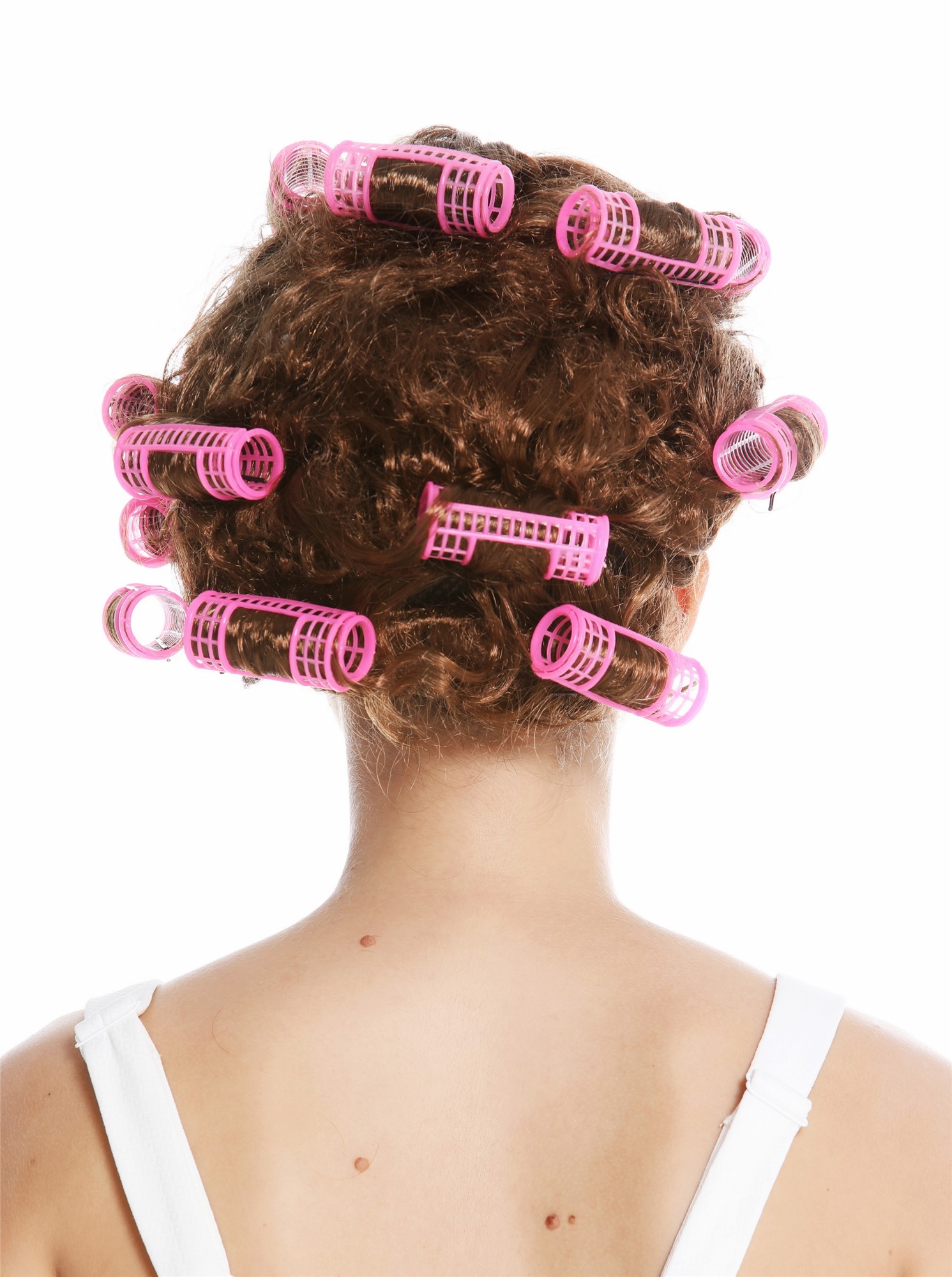 Women's party wig carnival Halloween housewife hair roller brown trashy 4204, view 4, WIG ME UP: Your Perücken Online Shop Party Wig, Ladies, golden brown, curled, short