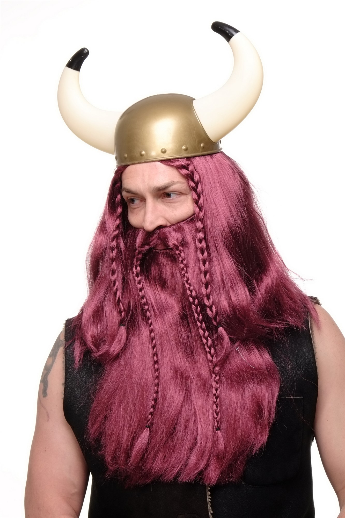 Party/Fancy Dress/Halloween RED Wig & braided Beard Erik Viking Chieftain Barbarian Berzerker Dwarf, view 4, WIG ME UP: Your Perücken Online Shop Party Wig, Men, Red, Braided, long