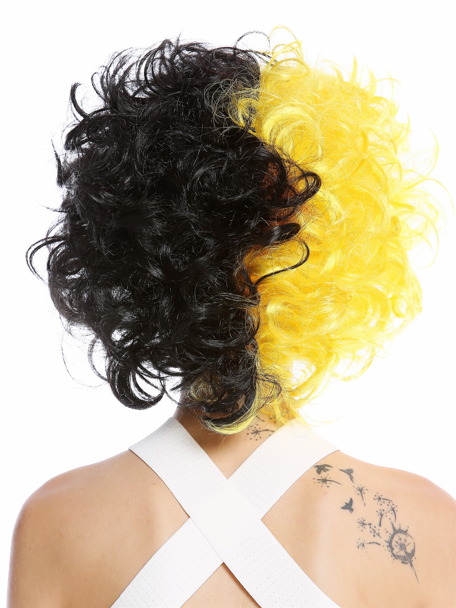 Party Wig, Unisex, yellow-black, curled, short