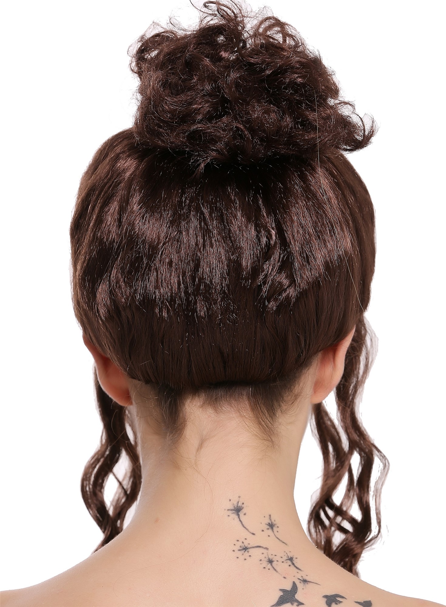 günstige Party Perücke, Perücke hochgesteckt braun viktorianisch CXH-007-P4, Ansicht 4, WIG ME UP: Ihr Perücken Online Shop lockige Party Perücke Mittelbraun schulterlange Haare für Damen