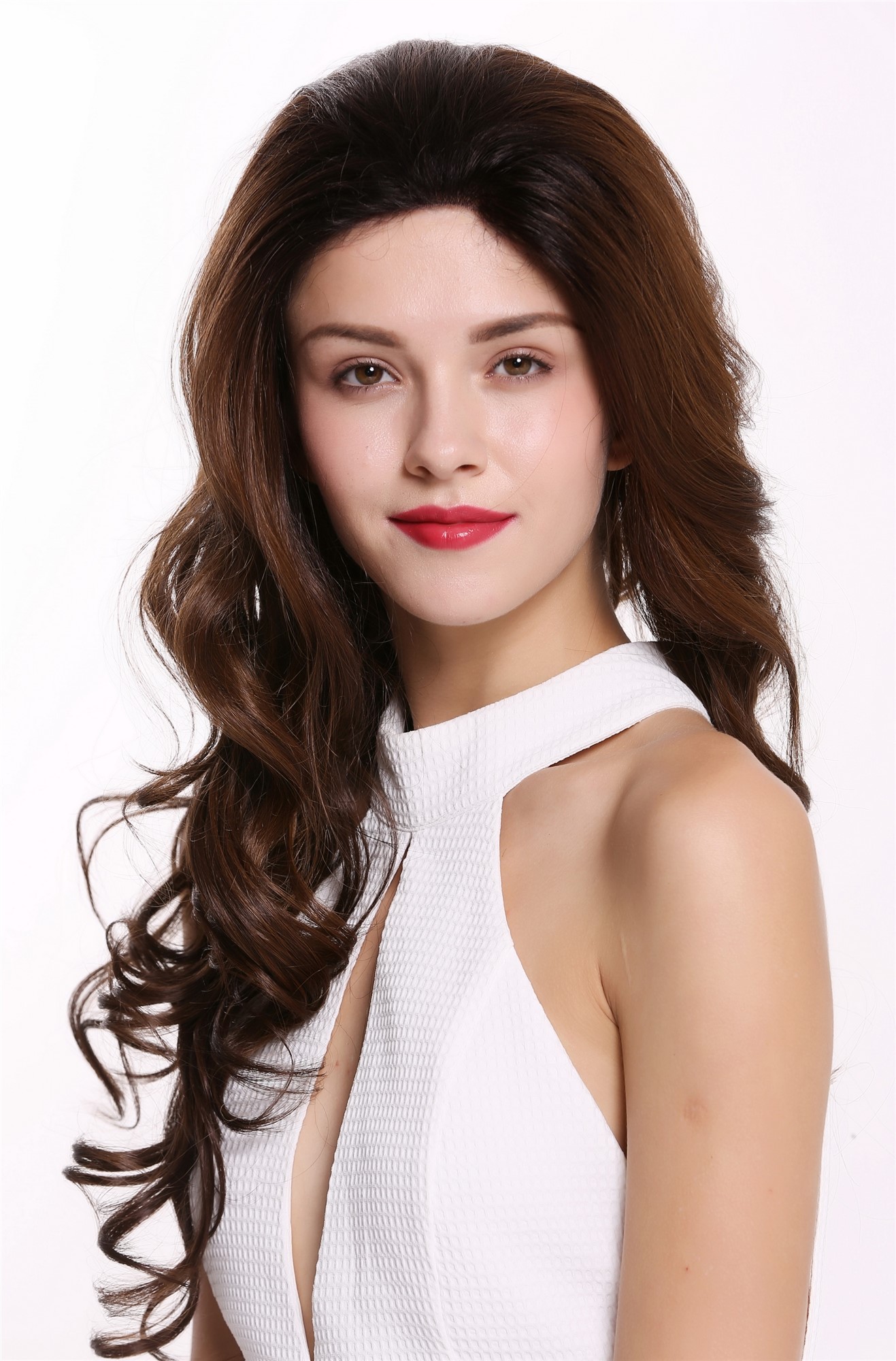 hochwertige Qualitätsperücken, Perücke Lace-Front Lang Gewellt Braun Kupfer Balayage RGF-5547-LF-OP2/430, Ansicht 3, WIG ME UP: Ihr Perücken Online Shop wellige Tressen-Perücke Schwarzbraun-Kuferrot-Mix lange Haare für Damen