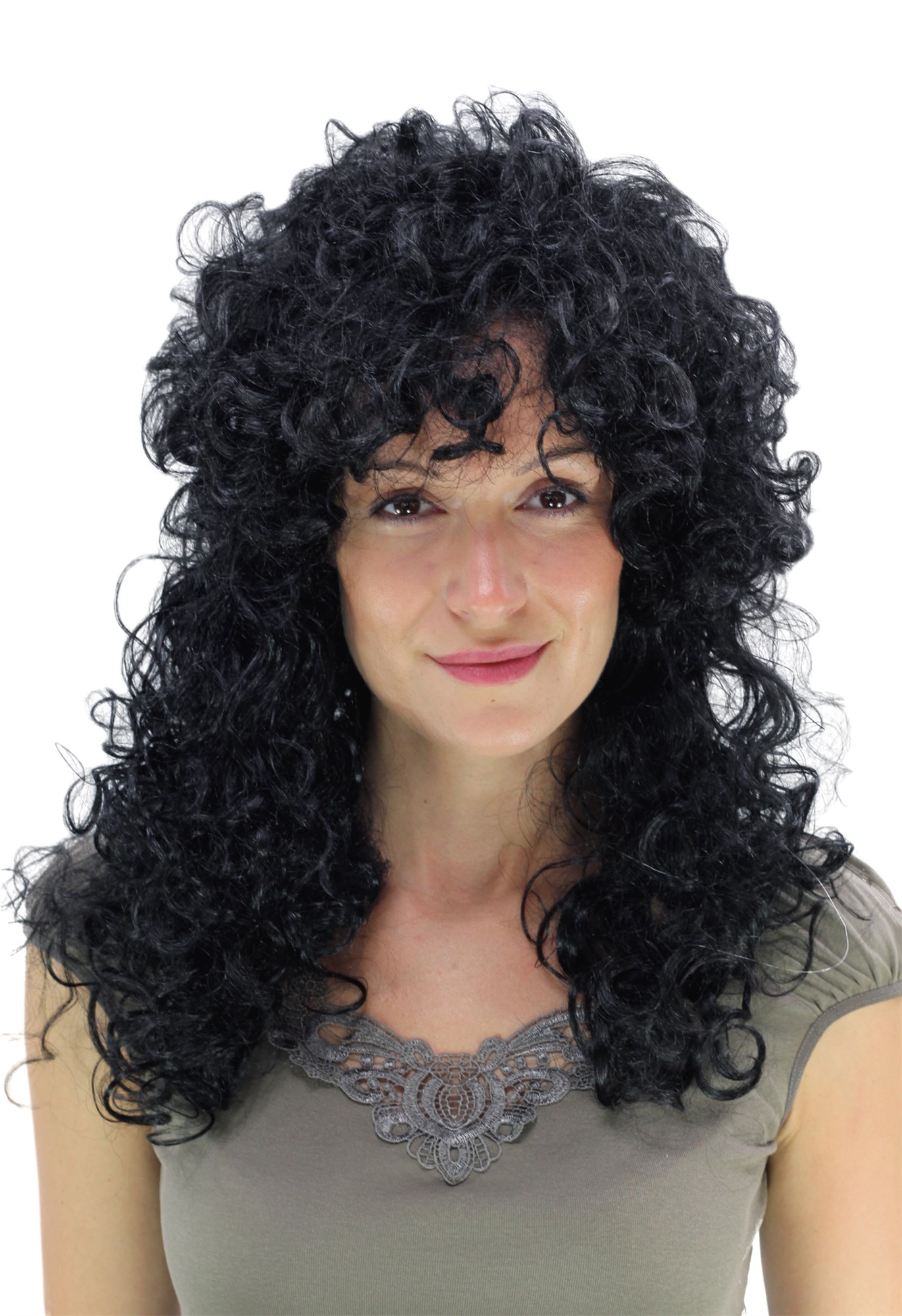 Party/Fancy Dress WIG seductive Vamp CARIBBEAN LATIN style very curly kinky AMAZING long BLACK, front view, WIG ME UP: Your Perücken Online Shop Party Wig, Ladies, Black, curled, long