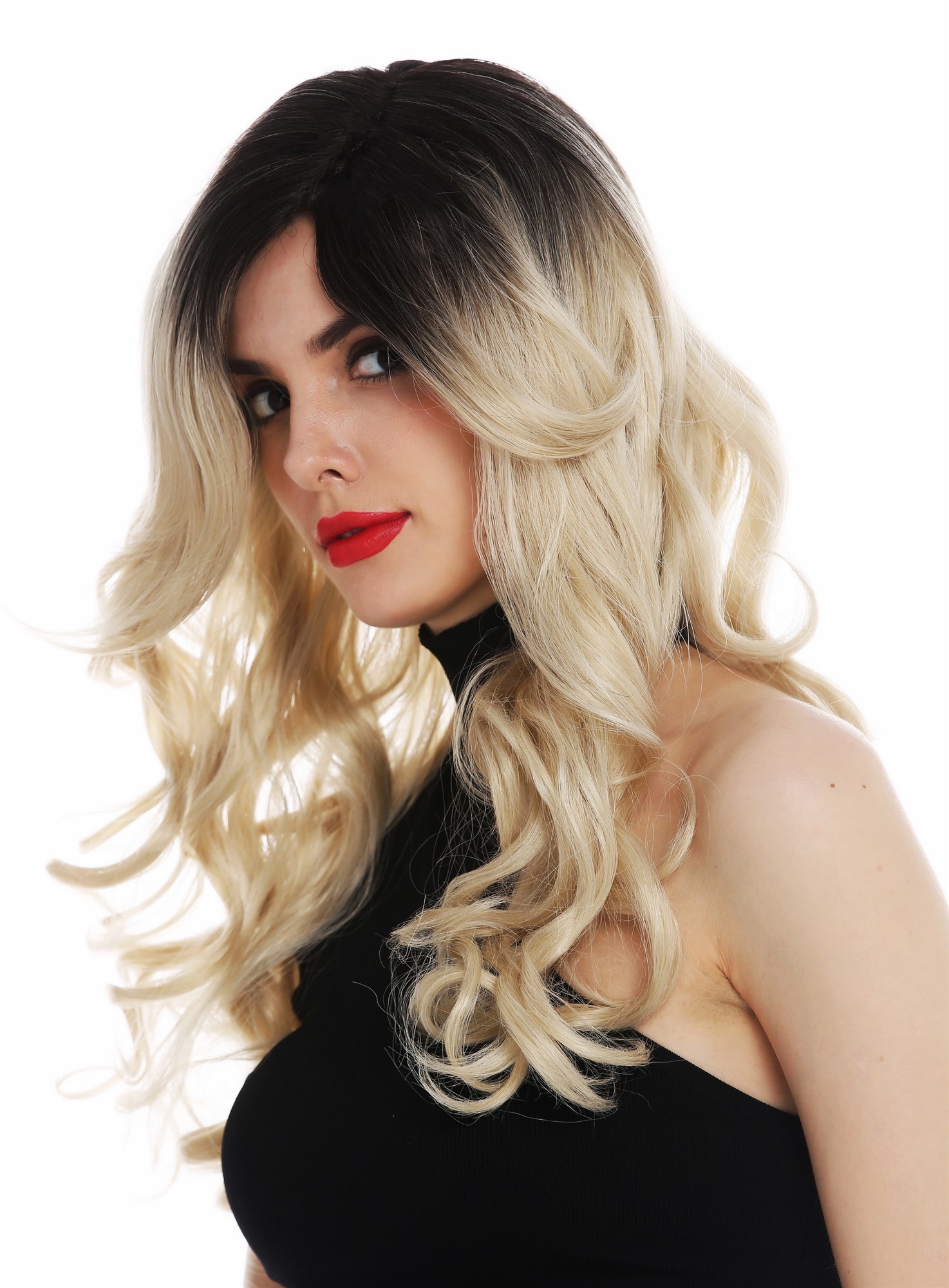 Quality Wigs, Ladies, blonde-brown mix, curled, long