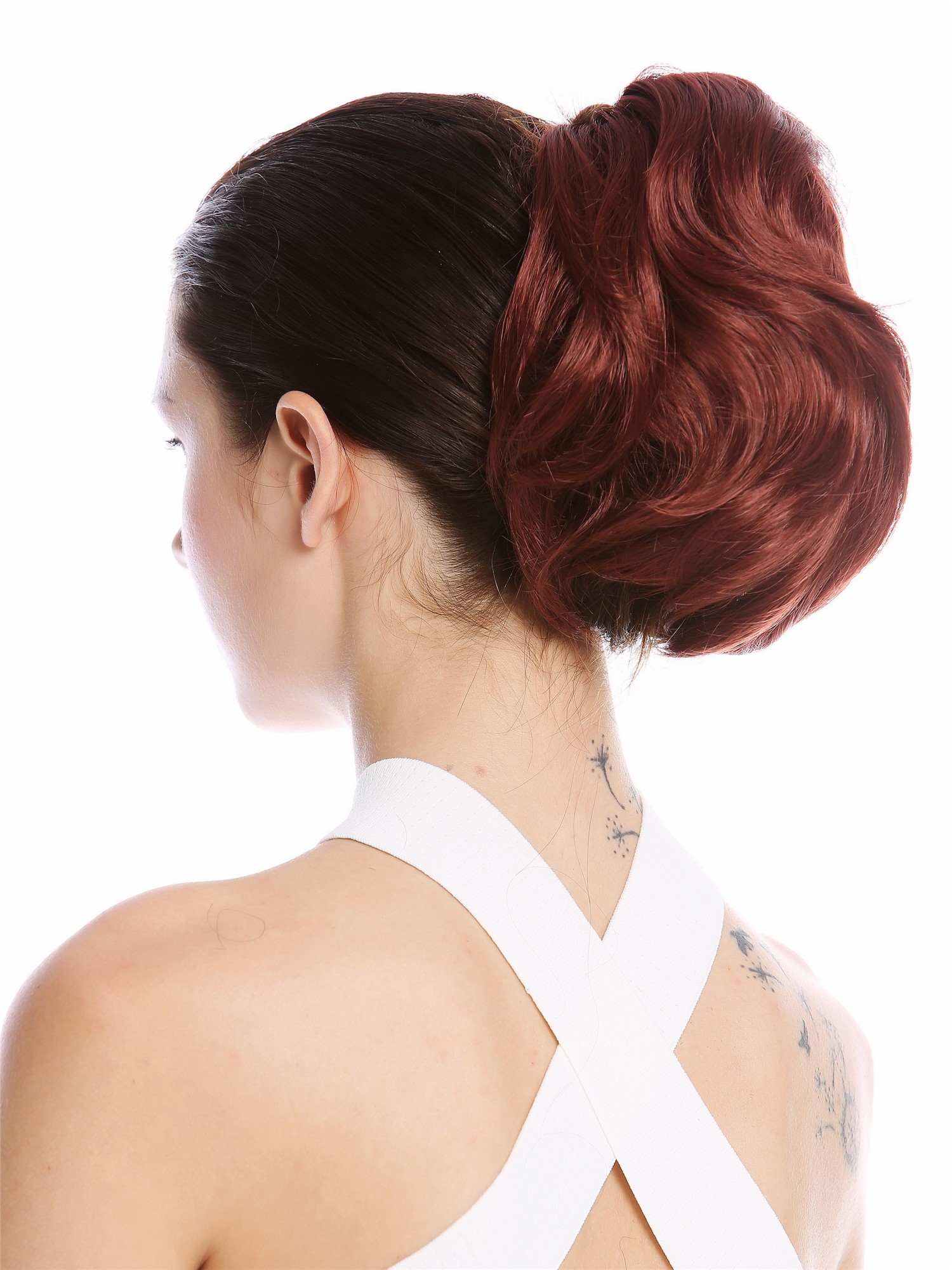 Ponytail Hairpiece Extensions short great volume wavy auburn reddish brown 1028, view 2, WIG ME UP: Your Perücken Online Shop Ponytails, golden-reddish brown, straight, short