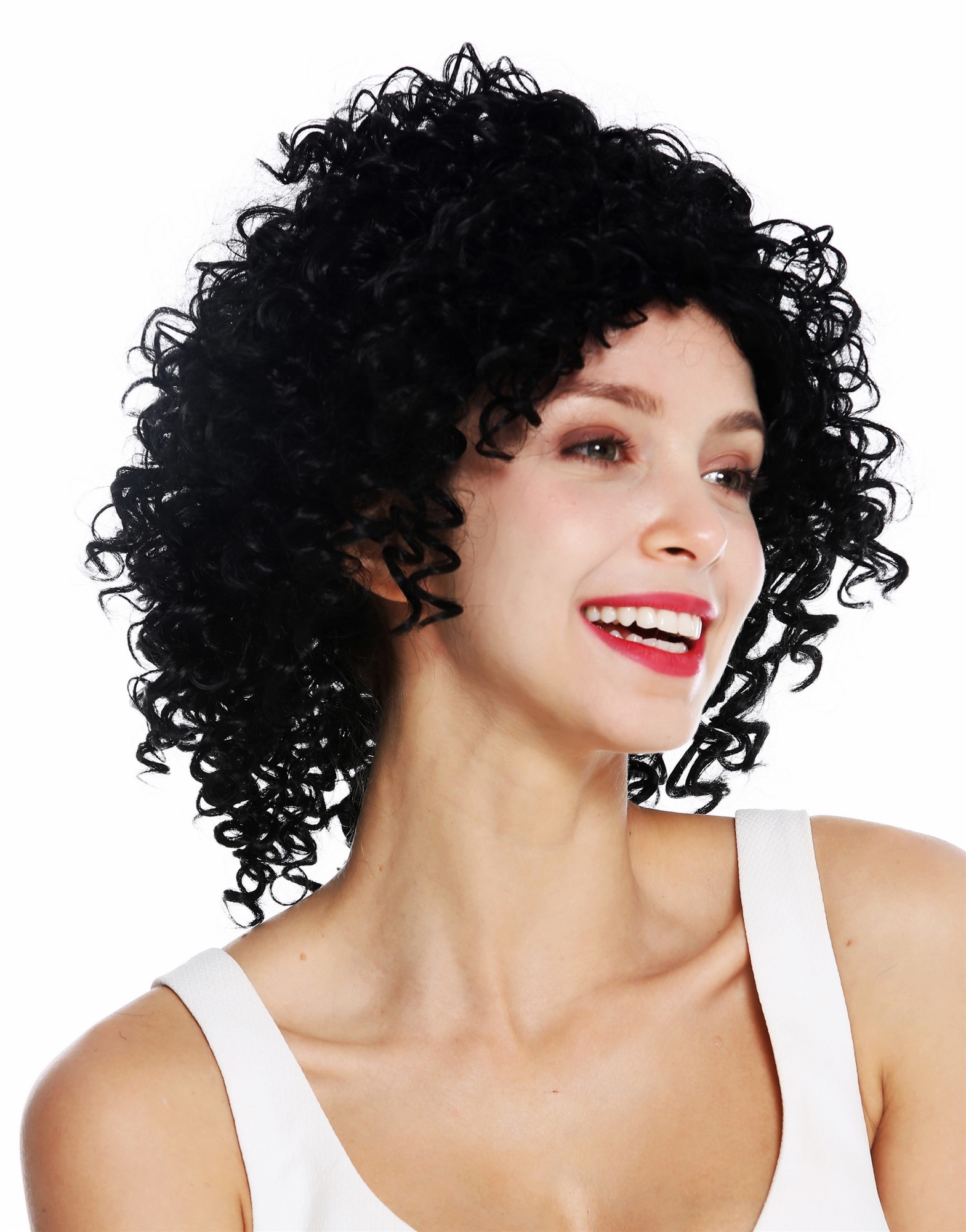 Women's wig lady short shoulder length voluminous frizzy very curly black VIVI, view 3, WIG ME UP: Your Perücken Online Shop Quality Wigs, Ladies, Black, curled, short