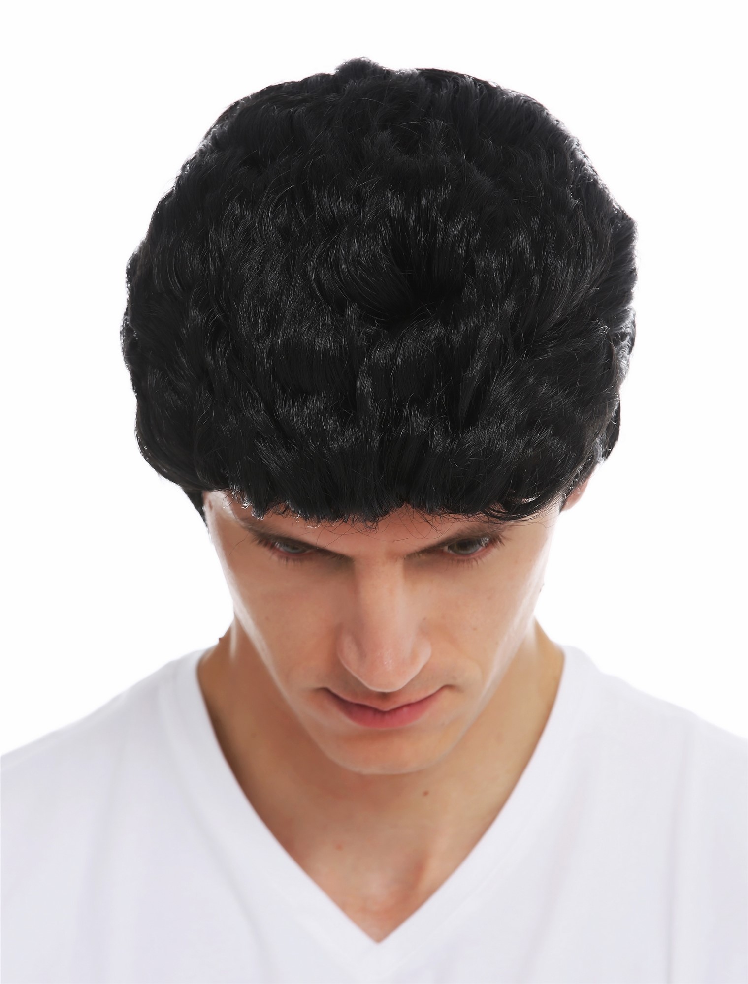 Wig Halloween men short wavy quiff sideburns Rockabilly 50's 60's black SARL084, view 4, WIG ME UP: Your Perücken Online Shop Party Wig, Ladies, pitch black, wavy, short