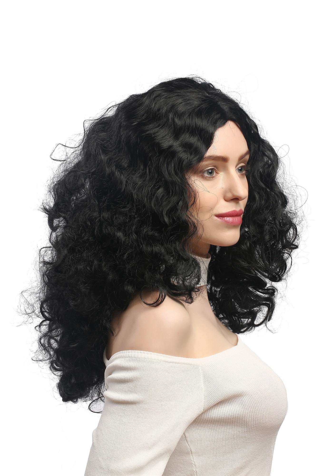 Party Wig, Ladies, Black, curled, long