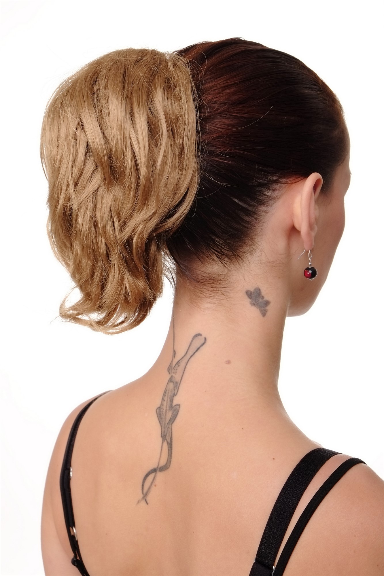 hochwertiges Haarteil Dunkelblond kurz wild Befestigung mit Butterfly-Klammer Modell: T6545, Ansicht 3, WIG ME UP: Ihr Perücken Online Shop glattes Zopf-Haarteil Dunkelblond 20 cm lang