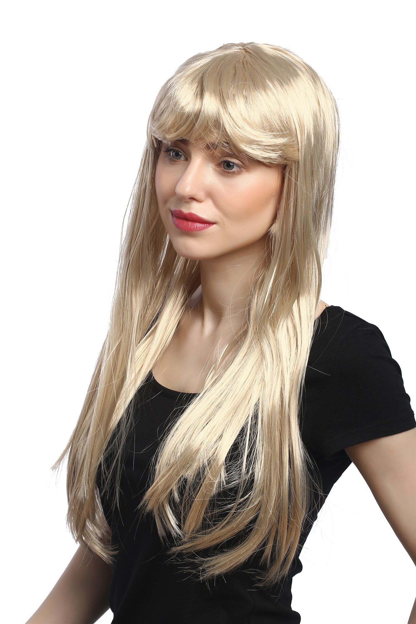91091-ZA83 Lady Party Wig Halloween Fancy Dress very long bright blond straight fringe 23", view 2, WIG ME UP: Your Perücken Online Shop Party Wig, Ladies, Blonde, straight, long