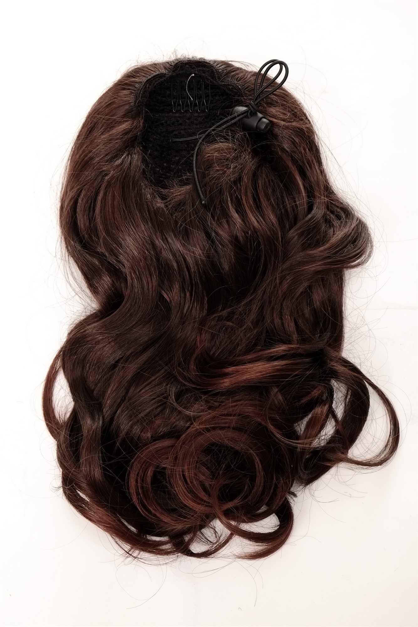 hochwertiges Haarteil gewellt Gummizug Braun-Mix JL-3024-4T33, Ansicht 4, WIG ME UP: Ihr Perücken Online Shop welliges Zopf-Haarteil Kastanie 40 cm lang