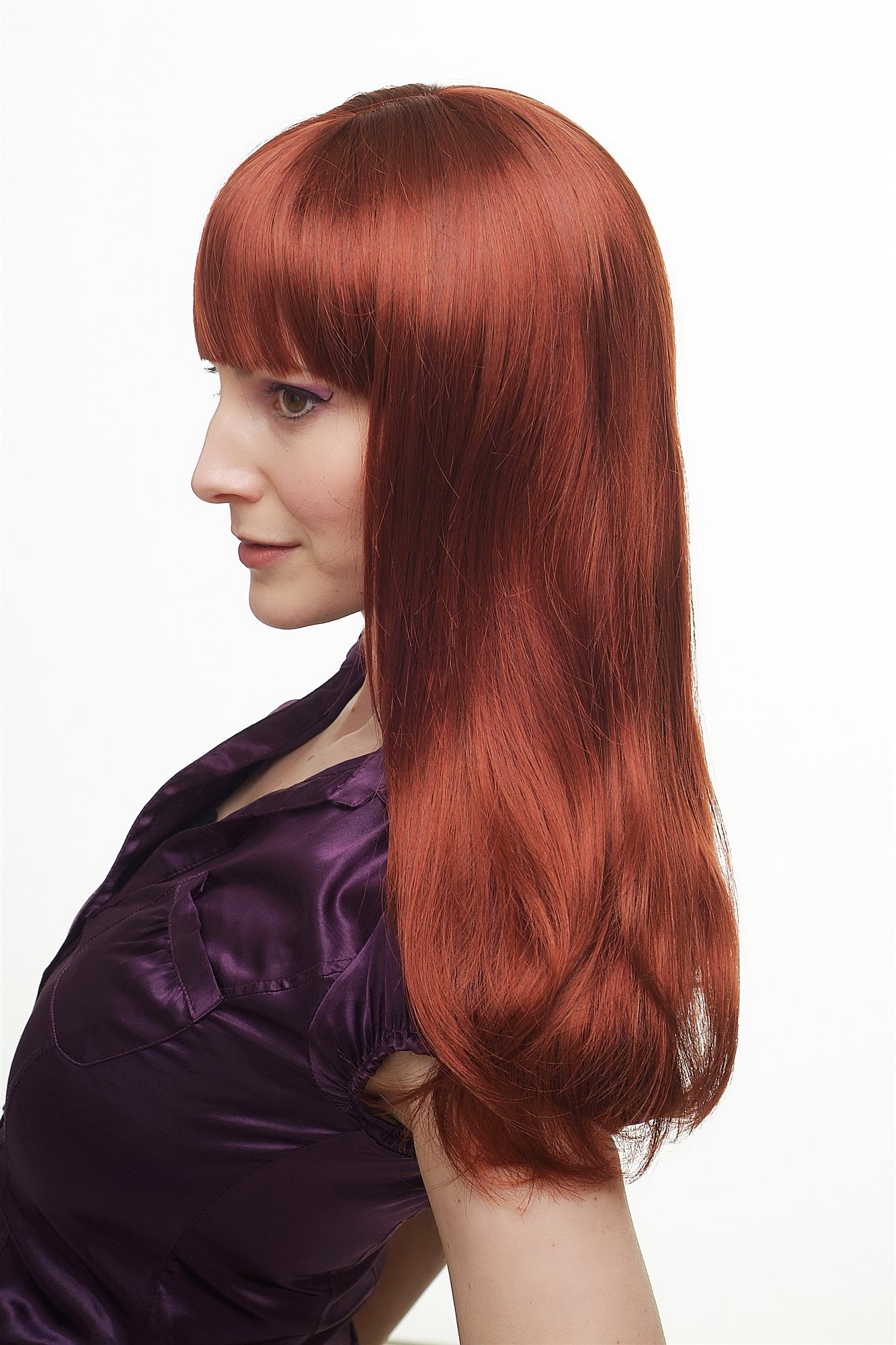 Lady women wig medium length straight bangs dark coopper red 3114, view 3, WIG ME UP: Your Perücken Online Shop Quality Wigs, Ladies, copper, straight, long