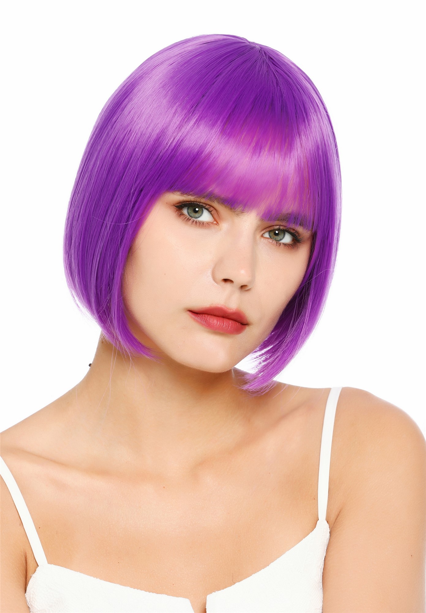 Damenperücke kurz Bob Pony glatt dunkles Lila SZL0751-DHT2411